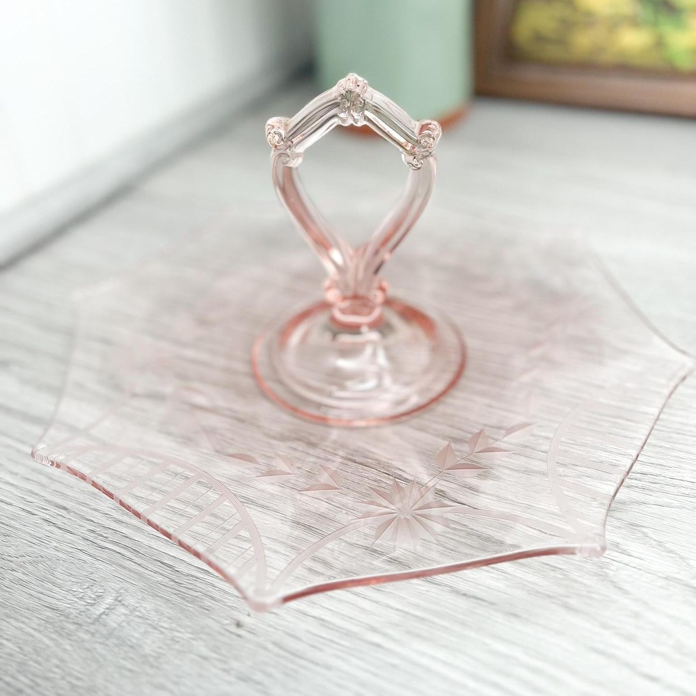 Vintage Glass Pink Platter: Westmoreland Serving Tray With Handle